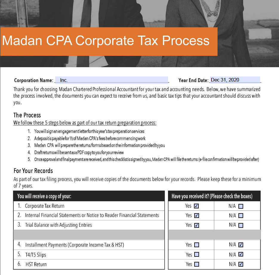 Corporate Tax Process Checklist